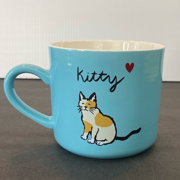 Opalhouse Opal House Stoneware Kitty Cat Heart Coffee Mug Teal Blue 14 oz - Picture 3 of 9